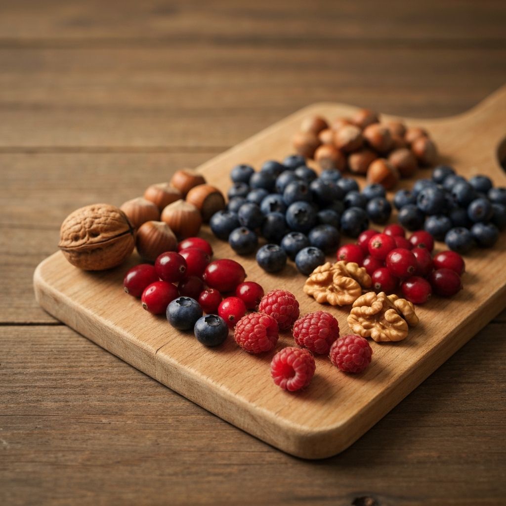 Natürliche Beeren und Nüsse